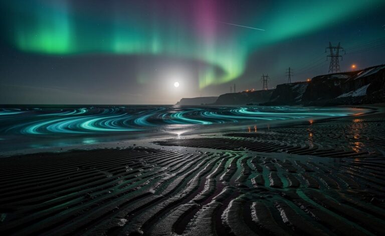 Illustration of three universal cycles shifting on 9 January 2026: Solar Cycle 25 entering its descending phase, the 18.6-year lunar nodal cycle easing post-standstill, and ENSO undergoing reassessment