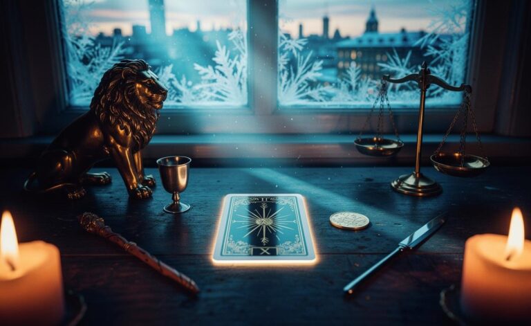 Illustration of a one-card tarot reading on 6 January 2026 focused on actionable guidance and the day’s Universal 8 numerology