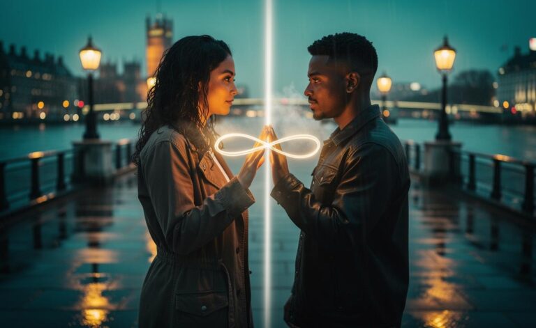 Illustration of love numerology for January 8, 2026, focusing on authentic connections and the 1–8 dynamic