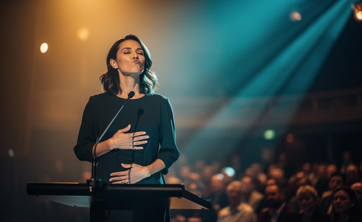 Quick breathing exercises to calm nerves before public speaking