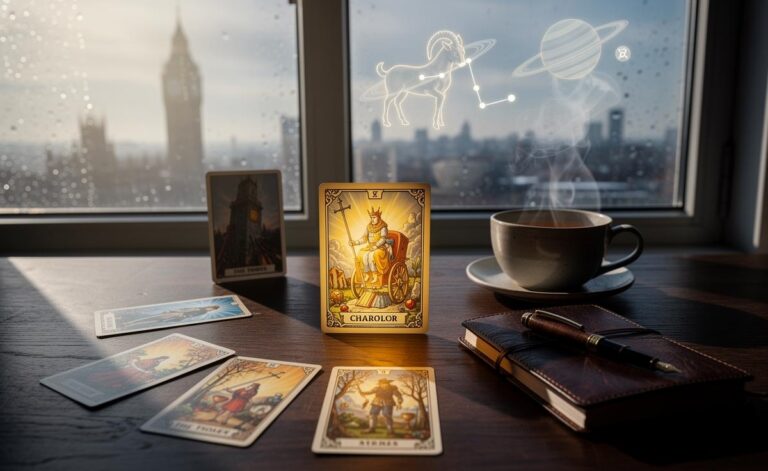 Illustration of signs of renewal in the January 5, 2026 Tarot cards, featuring The Tower, The Chariot, and the four Aces under Capricorn season