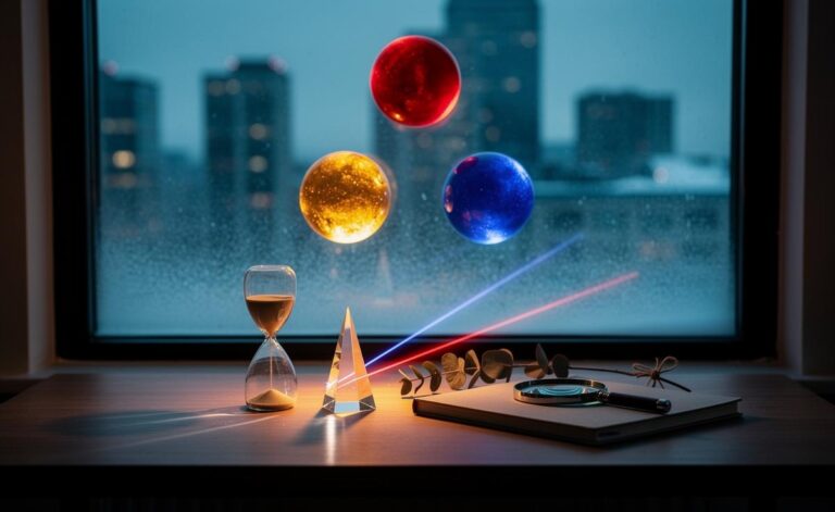 Illustration of a numerology guide for 7 January 2026 highlighting Universal Year 1, Universal Day 9, and the number 7